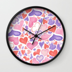 Watercolor hearts wall clock