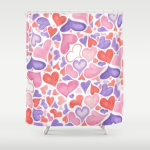 Watercolor hearts shower curtain