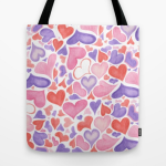 Watercolor hearts tote bag