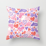 Watercolor hearts throw pillow cover