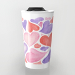 Watercolor hearts travel mug