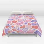 Watercolor hearts duvet cover